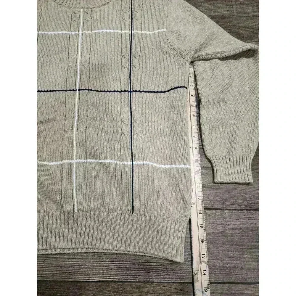 VTG Haggar Cotton Knit Pullover Sweater Mens Size XL Beige Navy Blue White - Picture 7 of 7